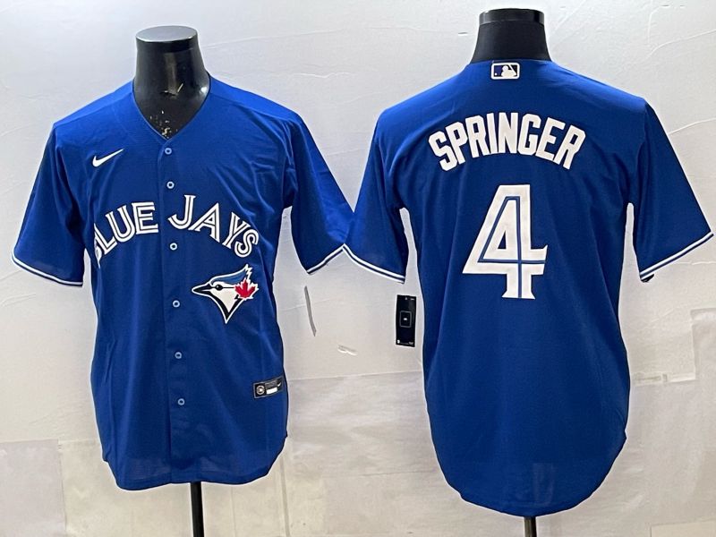 Men 2025 Toronto Blue Jays #4 Springer Blue Game Nike MLB Jersey style 01